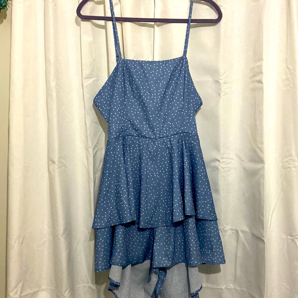 Blue and white romper